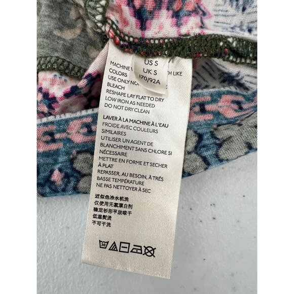 Anthropologie S Green Floral Embroidered Sigrid Tank Top Tie Neck Ruffle Boho - Picture 4 of 9